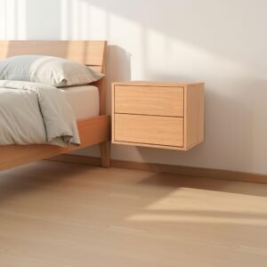 Mesa de cabeceira Push 2 gavetas Folheado Carvalho (para montagem na parede)