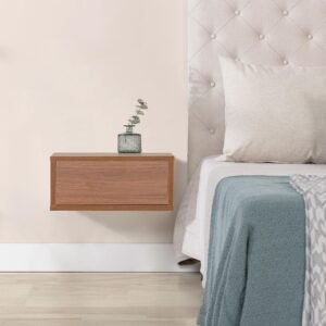 Mesa de Cabeceira Push 1 gaveta Nogueira (para montagem na parede)