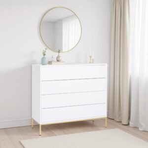 Comoda Push 4 c. lacado branco base dourada