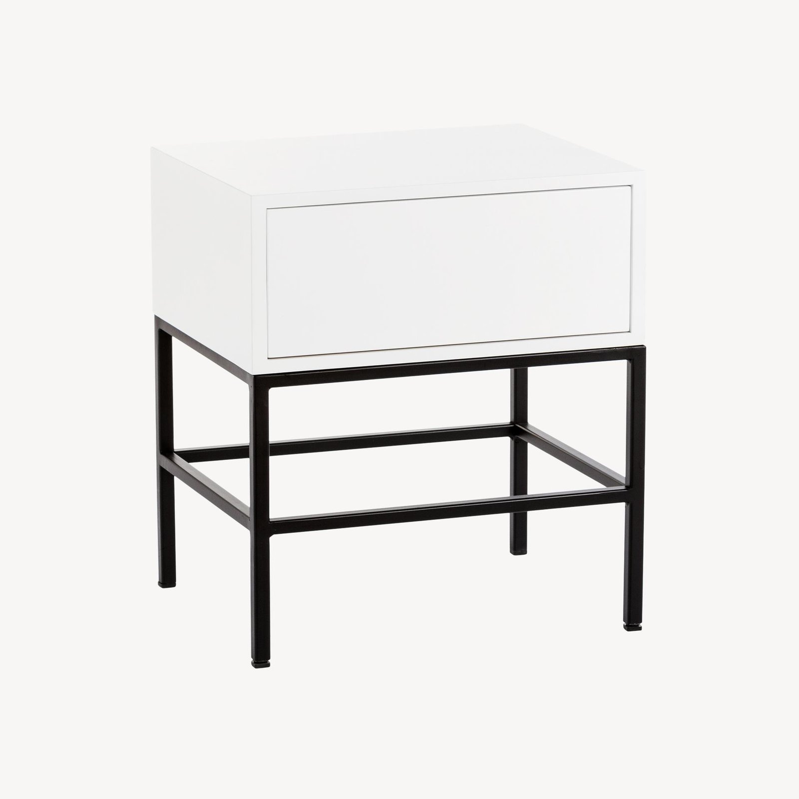 Mesa de cabeceira Push 1 gaveta Lacado Branco Base Preta - Image 3