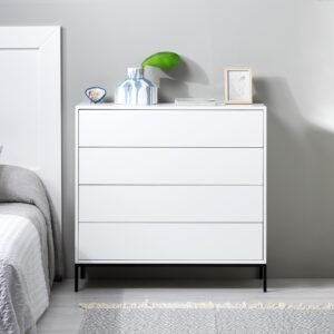 Comoda Push 4 lacado branco base preta