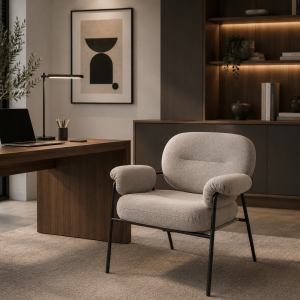 Poltrona Hyde estofada em cinzento 73×83×77cm