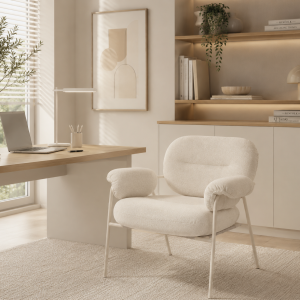 Poltrona Hyde estofada em bege 73×83×77cm