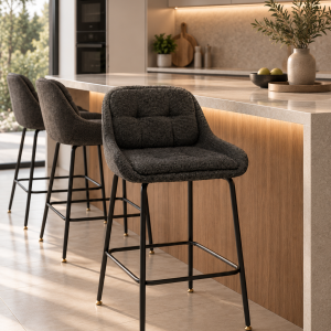 Banco alto Belmont cinzento e preto