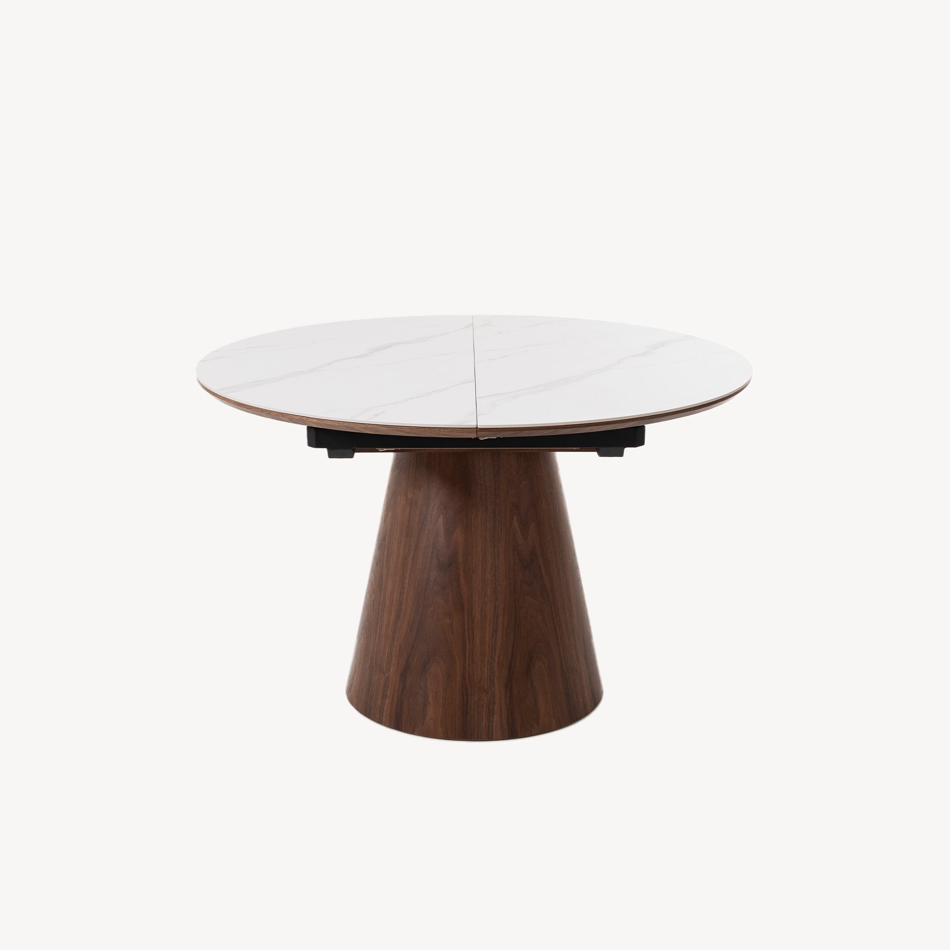 Mesa de jantar extensível porcelana branca e nogueira - Image 4
